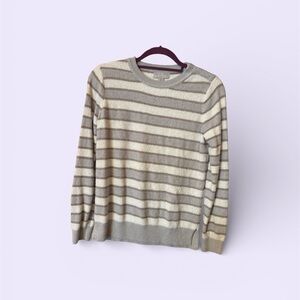 Barefoot Dreams Gray Striped Sweater in Size Medium